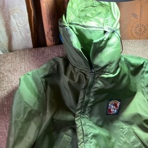 Stearns PFD Flotation Jacket green Coast Guard hooded large